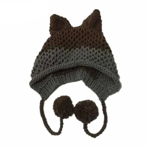 Hats*Boogzel Clothing Fox Ears Crochet Hat Brown/grey