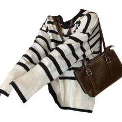 Striped Sweaters|Sweaters*Boogzel Clothing French Aesthetic Striped Sweater