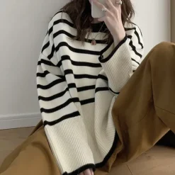 Striped Sweaters|Sweaters*Boogzel Clothing French Aesthetic Striped Sweater