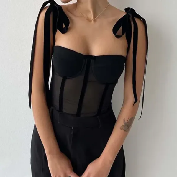 Corset Tops*Boogzel Clothing French Girl Bow Corset Top Black