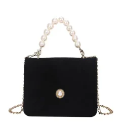 Bags & Purses*Boogzel Clothing French Girl Pearl Chain Bag Black