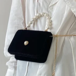 Bags & Purses*Boogzel Clothing French Girl Pearl Chain Bag Black