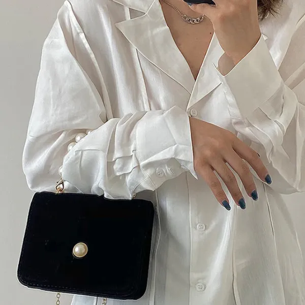 Bags & Purses*Boogzel Clothing French Girl Pearl Chain Bag Black