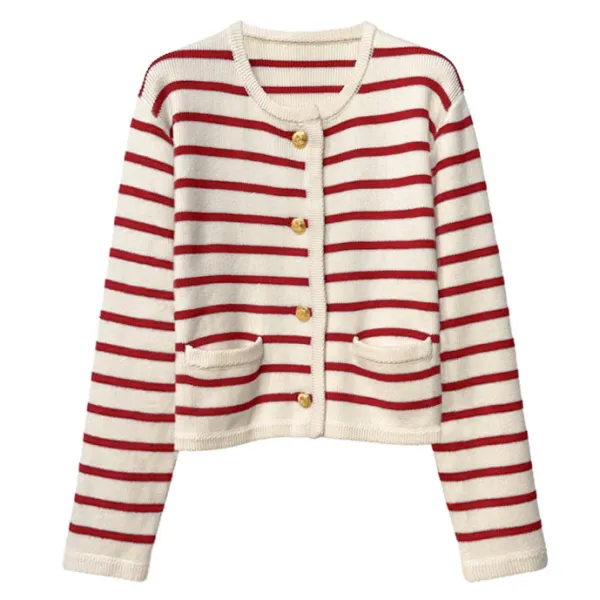 Striped Sweaters|Knit Cardigans*Boogzel Clothing French Girl Striped Cardigan