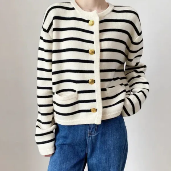 Striped Sweaters|Knit Cardigans*Boogzel Clothing French Girl Striped Cardigan
