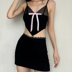 Crop Tops*Boogzel Clothing French Kiss Bandana Tank Top Black/pink