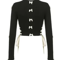 Crop Tops|Long Sleeve Tops*Boogzel Clothing French Maid Cut Out Long Sleeve Top Black