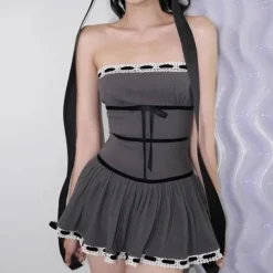 Dresses & Rompers*Boogzel Clothing French Maid Dress Grey