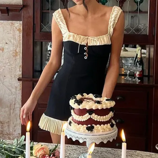 Dresses & Rompers*Boogzel Clothing French Maid Mini Dress Black/beige