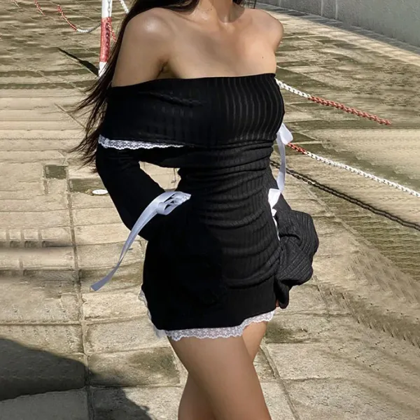 Dresses & Rompers*Boogzel Clothing French Maid Off-Shoulder Dress Black