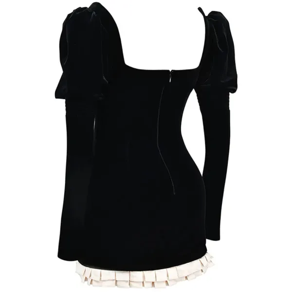Dresses & Rompers*Boogzel Clothing French Maid Ruched Velvet Mini Dress Black