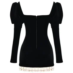 Dresses & Rompers*Boogzel Clothing French Maid Ruched Velvet Mini Dress Black