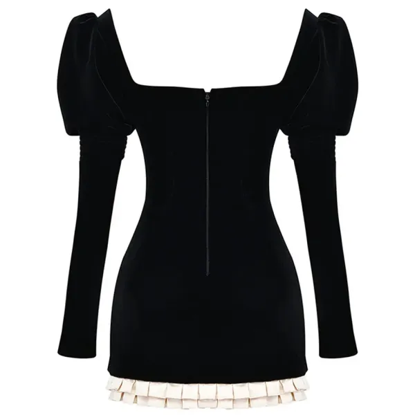 Dresses & Rompers*Boogzel Clothing French Maid Ruched Velvet Mini Dress Black