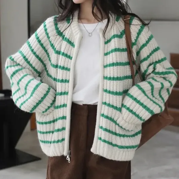 Striped Sweaters|Knit Cardigans*Boogzel Clothing French Mood Striped Cardigan