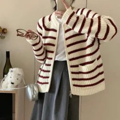 Striped Sweaters|Knit Cardigans*Boogzel Clothing French Mood Striped Cardigan