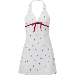 Dresses & Rompers*Boogzel Clothing French Summer Cherry Halter Dress White/red