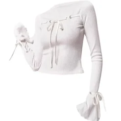 Sweaters|Long Sleeve Tops*Boogzel Clothing Front-Lace Coquette Top White