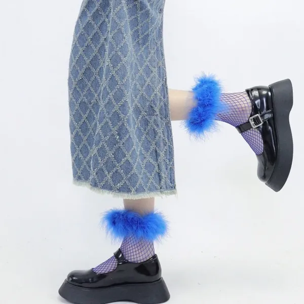 Socks*Boogzel Clothing Furry Fishnet Ankle Socks
