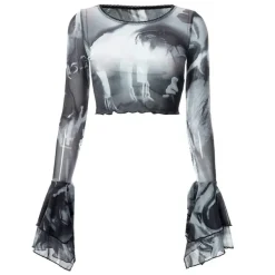 Long Sleeve Tops*Boogzel Clothing Futuristic Flare Sleeves Mesh Top