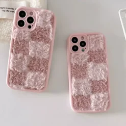 Iphone Cases*Boogzel Clothing Fuzzy Checkered iPhone Case Pink