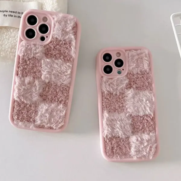 Iphone Cases*Boogzel Clothing Fuzzy Checkered iPhone Case Pink