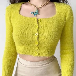 Knit Cardigans*Boogzel Clothing Fuzzy Cropped Cardigan