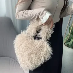 Bags & Purses*Boogzel Clothing Fuzzy Heart Shaped Bag