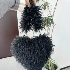 Bags & Purses*Boogzel Clothing Fuzzy Heart Shaped Bag