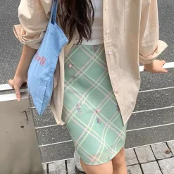 Skirts*Boogzel Clothing Garden Of Envy Mint Green Plaid Skirt MintGreen