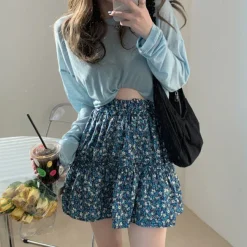 Skirts*Boogzel Clothing Garden Party Mini Skirt Blue
