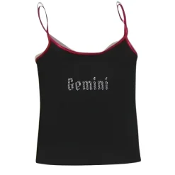 Y2K Tops*Boogzel Clothing Gemini Zodiac Sign Y2K Rhinestone Top