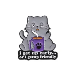 Other*Boogzel Clothing Get Up Early Brooch Pin Grey