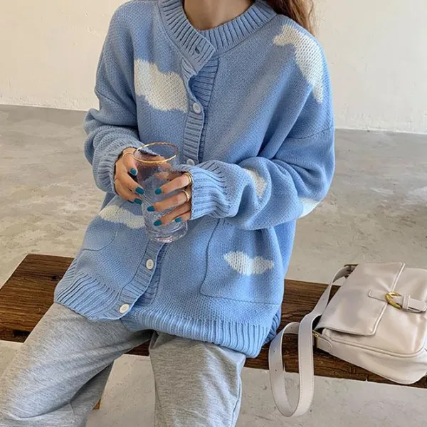 Knit Cardigans|Sweaters*Boogzel Clothing Gone Dreaming Cloud Cardigan Blue