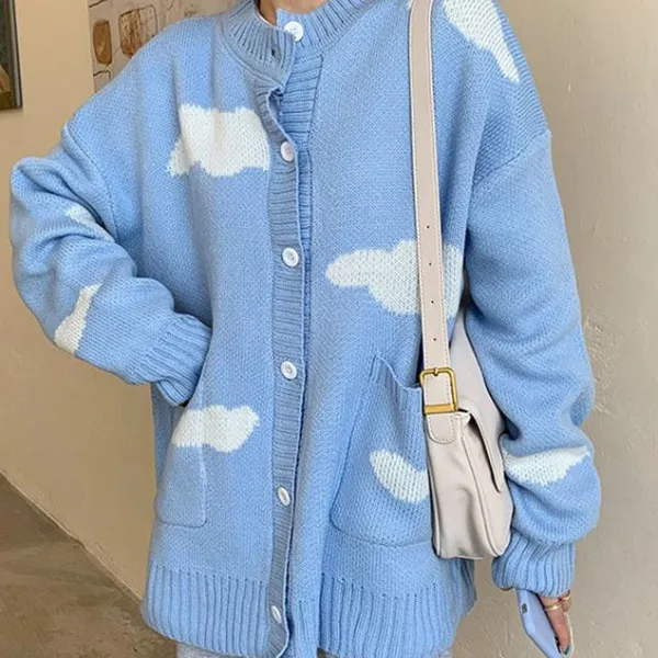 Knit Cardigans|Sweaters*Boogzel Clothing Gone Dreaming Cloud Cardigan Blue