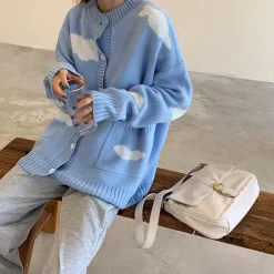 Knit Cardigans|Sweaters*Boogzel Clothing Gone Dreaming Cloud Cardigan Blue