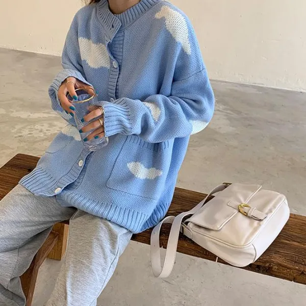 Knit Cardigans|Sweaters*Boogzel Clothing Gone Dreaming Cloud Cardigan Blue