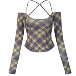 Long Sleeve Tops*Boogzel Clothing Gossip Goes Around Halter Top Purple/green