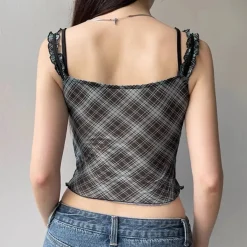 Y2K Tops*Boogzel Clothing Gossip Goes Around Lace Top Blue/black