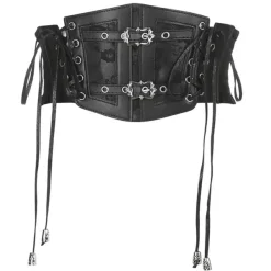 Other*Boogzel Clothing Gothic Aesthetic Leather Corset Black