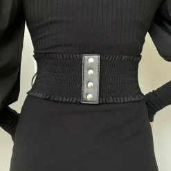 Other*Boogzel Clothing Gothic Aesthetic Leather Corset Black