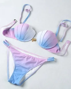 Swimwear*Boogzel Clothing Gradient Mermaid Bikini Blue