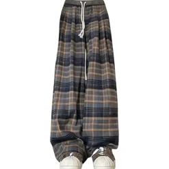 Pants & Trousers*Boogzel Clothing Grandma Aesthetic Cozy Plaid Trousers Blue/brown