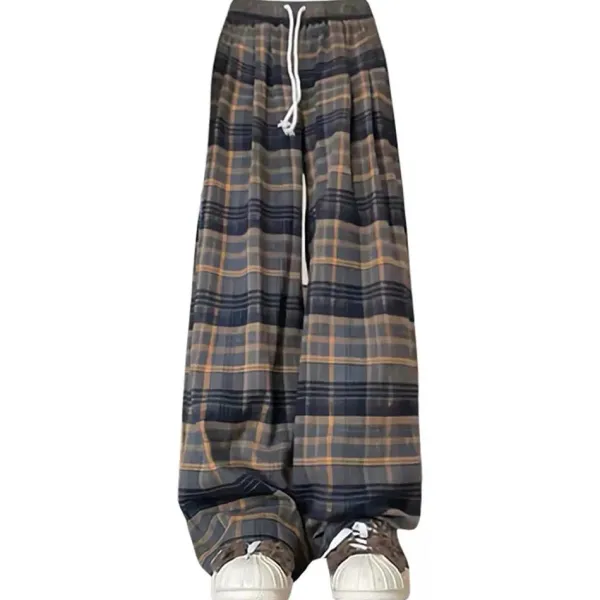 Pants & Trousers*Boogzel Clothing Grandma Aesthetic Cozy Plaid Trousers Blue/brown