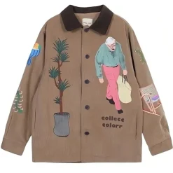 Coats & Jackets*Boogzel Clothing Grandpa Aesthetic Corduroy Jacket Brown