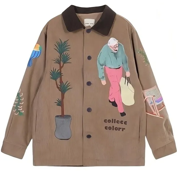 Coats & Jackets*Boogzel Clothing Grandpa Aesthetic Corduroy Jacket Brown