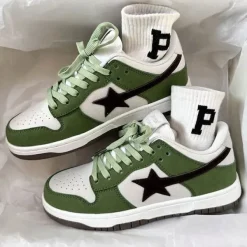 Classics|Aesthetic Sneakers*Boogzel Clothing Green & Black Aesthetic Star Sneakers Green/black