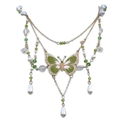Necklaces & Chokers*Boogzel Clothing Butterfly Aesthetic Layered Necklace Green
