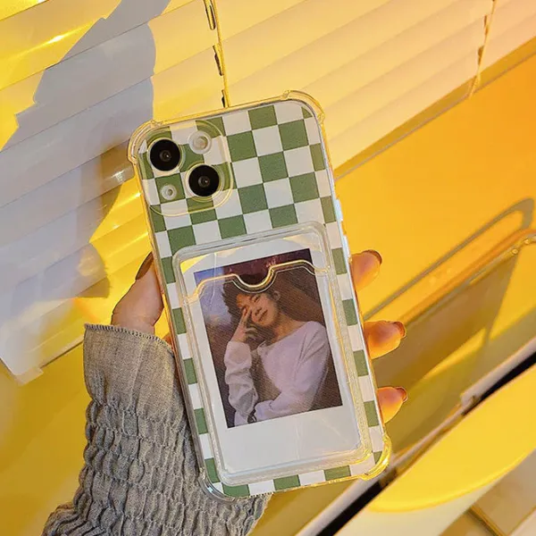 Iphone Cases*Boogzel Clothing Plaid Photo Holder iPhone Case Green