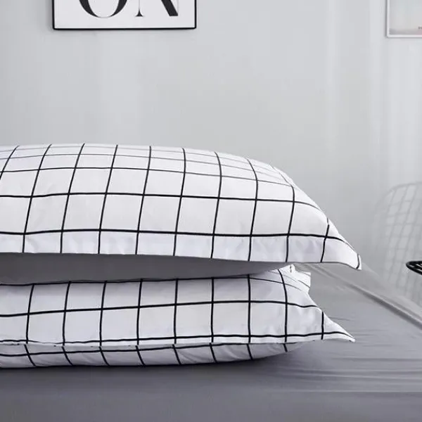Aesthetic Bedroom*Boogzel Clothing Grid Bedding Set Grey/white