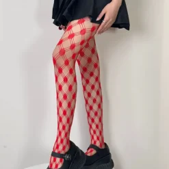 Other*Boogzel Clothing Grid Patterned Mesh Tights